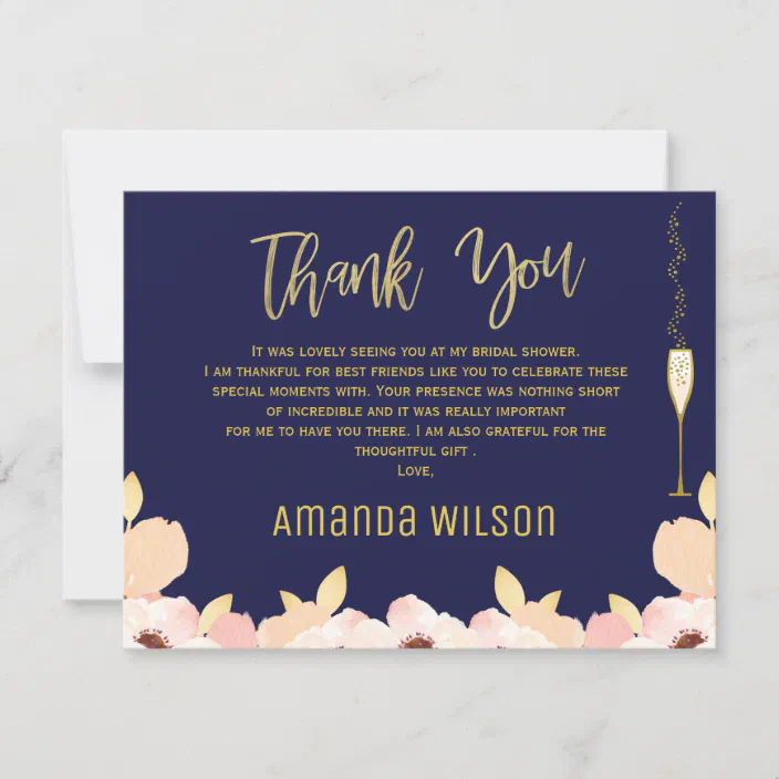 Blue Watercolour Floral Personalized Wedding Thank You Cards 