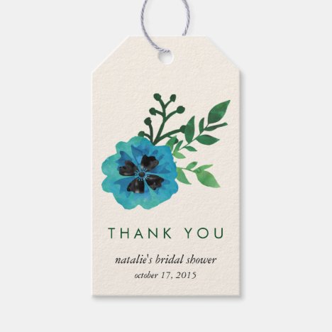 Blue Floral Bridal Shower Thank You Favor Tags