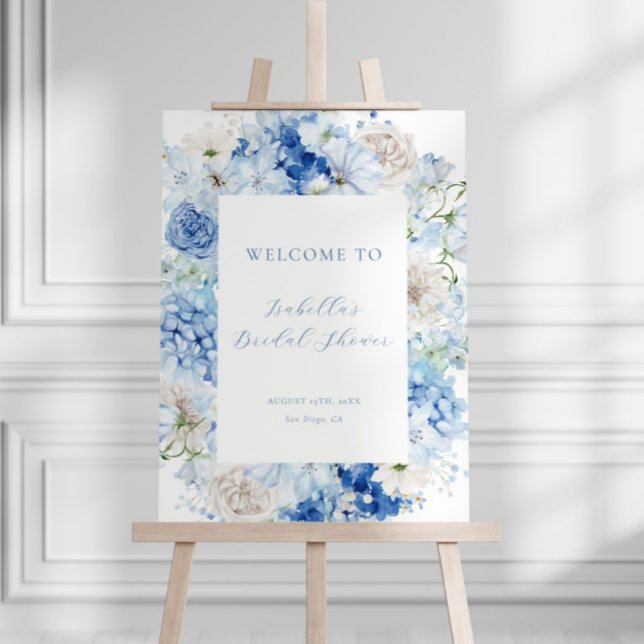 Blue Floral Bridal Shower Welcome Sign (Creator Uploaded)