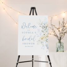 Blue Floral Bridal Shower Welcome sign