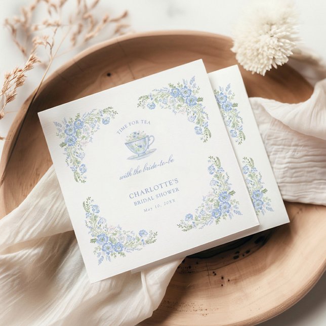 Blue Floral Bridal Tea Party Napkins (Creator Uploaded)