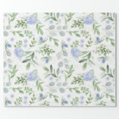 Blue Floral Bridal Wrapping Paper (Flat)