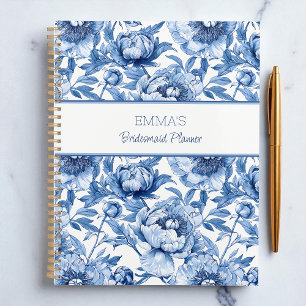 Blue Floral Bridesmaid Personalized Name Flower Planner