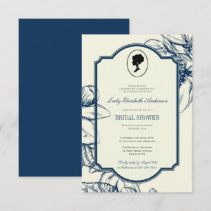 Blue Floral Bridge Theme, Wedding Tea Regency Invitation