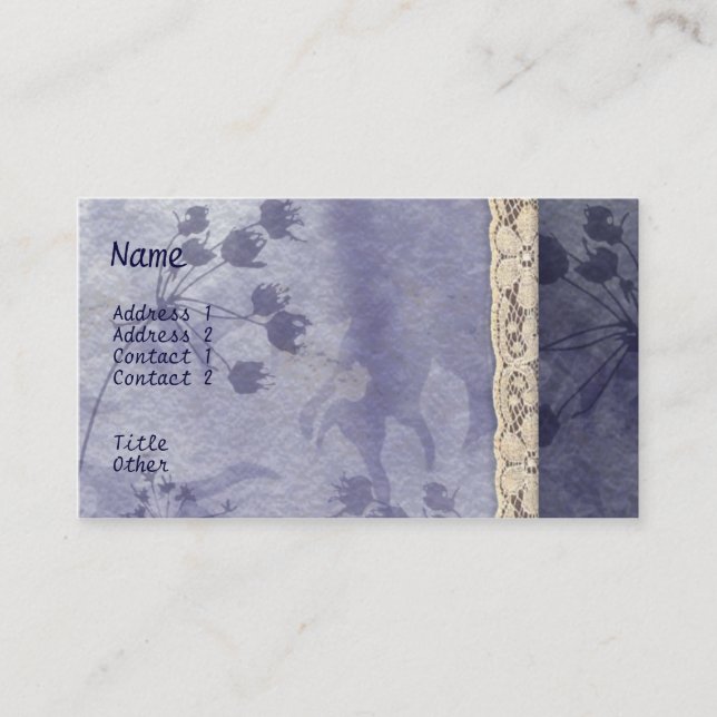 Blue Floral Business Card (Front)