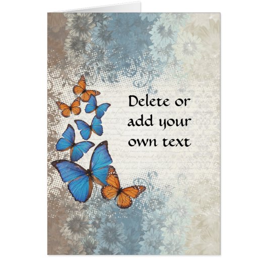 Blue floral butterflies cards (Front)