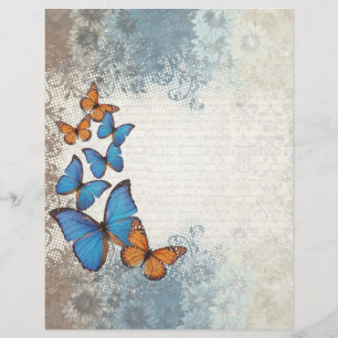 Blue floral butterflies flyer