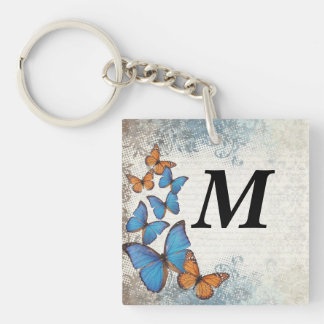 Blue floral butterflies keychain