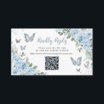 Blue Floral Butterflies Quinceañera QR Code RSVP Enclosure Card<br><div class="desc">This chic floral Quinceañera / Sweet 16 QR Code RSVP card features delicate pastel baby blue flowers, a silver crown, and pretty baby blue and silver butterflies. Simply click the customize it further button to edit the texts, change fonts and fonts colors. Matching items available in store. (c) Somerset Fine...</div>