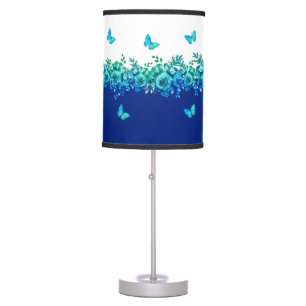 Blue Floral Butterflies Table Lamp