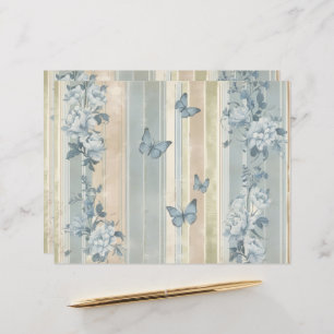 Blue Floral Butterflies Vintage Scrapbook paper