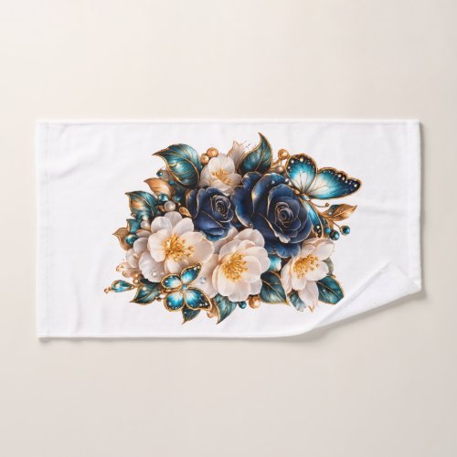 Blue Floral Butterfly Bath Towel | Elegant Flower