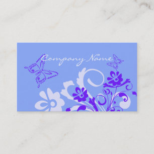 Blue Floral Butterfly Business Cards