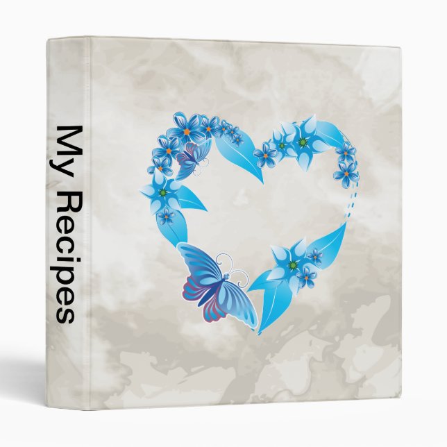 Blue Floral Butterfly Heart Binder (Front/Spine)