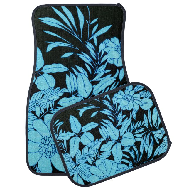 Blue Floral Car Mat (Set)
