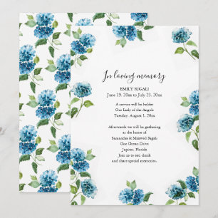 Blue Floral Celebration of Life Invitations