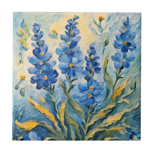 Blue Floral Ceramic Tile (Front)