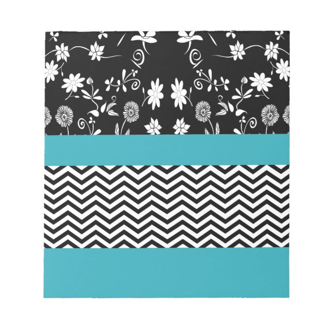 blue floral chevron notepad (Front)