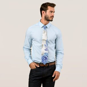 Blue Floral Chic Aesthetic Vintage Neck Tie