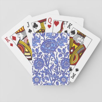 Blue Floral Chic Playing Cards by EveyArtStore at Zazzle