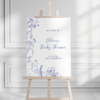Blue Floral Chinoiserie Baby Shower Welcome