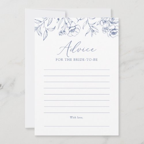 Blue Floral Chinoiserie Bridal Shower Advice Card