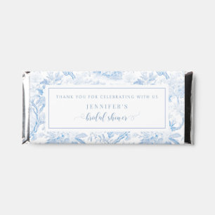 Blue Floral Chinoiserie Bridal Shower Chocolate Hershey Bar Favors
