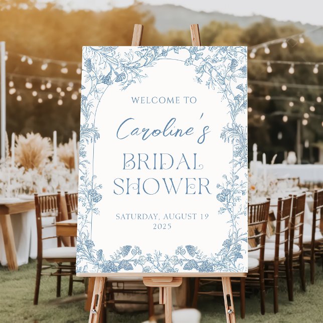 Blue Floral Chinoiserie Bridal Shower Foam Board (Creator Uploaded)