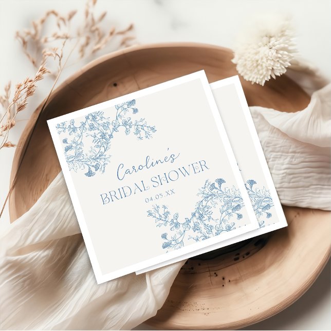 Blue Floral Chinoiserie Bridal Shower Napkins (Creator Uploaded)