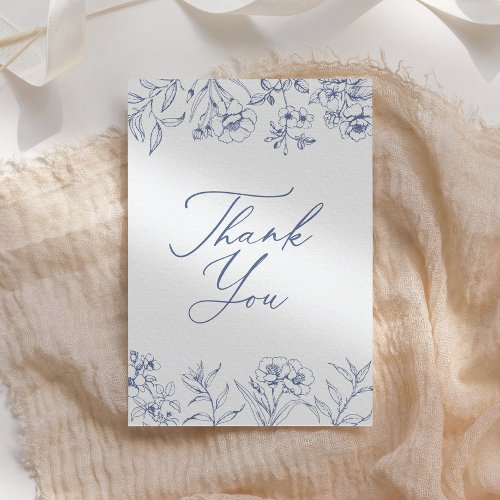 Blue Floral Chinoiserie Bridal Shower Thank You Card