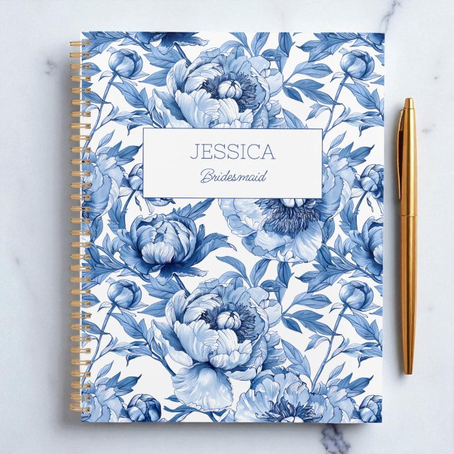 Blue Floral Chinoiserie Flower Modern Bridesmaid Planner (Blue Floral Chinoiserie Flower Modern Bridesmaid Planner)