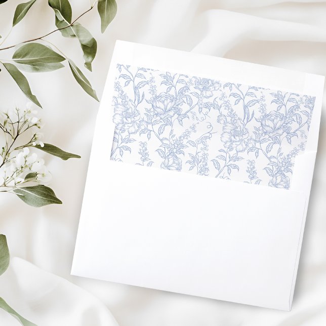 Blue Floral Chinoiserie Wedding Envelope Liner (Creator Uploaded)