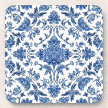 Blue Floral Chinoiserie White Watercolor