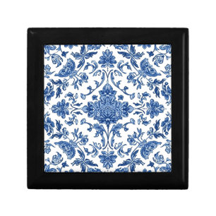 Blue Floral Chinoiserie White Watercolor Gift Box