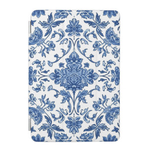 Blue Floral Chinoiserie White Watercolor iPad Mini Cover