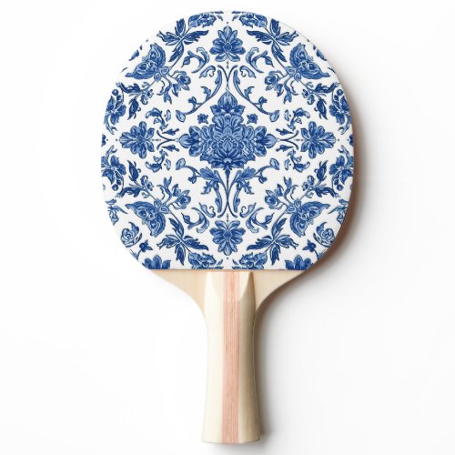 Blue Floral Chinoiserie White Watercolor Ping Pong Paddle