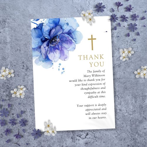 Blue Floral Christian Celebration Of Life Funeral