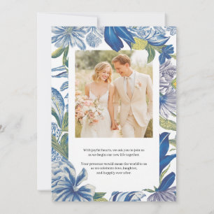 Blue Floral Classic Wedding Invitation