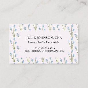 Blue Floral CNA Home Health Care Business Card
