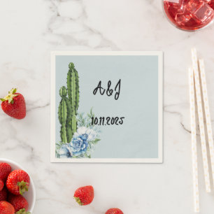 blue floral cowboy thank you card napkins