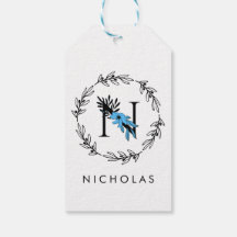 Blue Floral Custom Monogram - Letter N