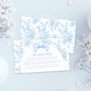 Blue Floral Cute Bow Tie Book for Baby Boy Shower Enclosure Card