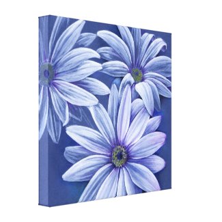 Blue floral daisy canvas original fine-art print
