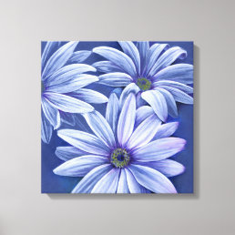 Blue floral daisy canvas original fine-art print