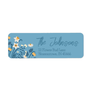 Blue Floral Daisy Return Address Labels