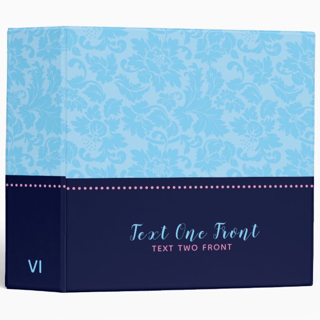 Blue Floral Damask Binder (Front/Spine)