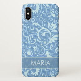 Blue Floral Damask Custom iPhone X Case