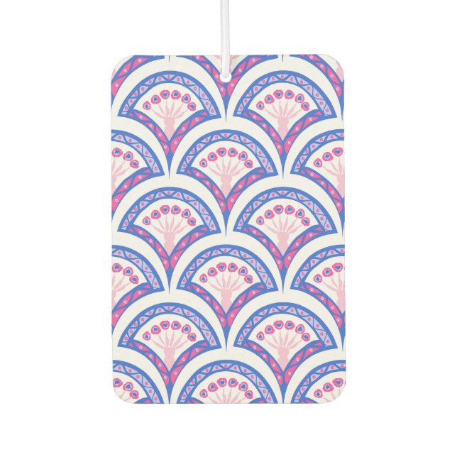 blue floral damask pattern  air freshener (Front)