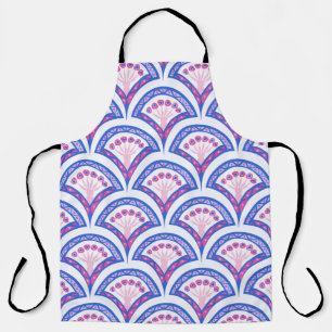 blue floral damask pattern apron