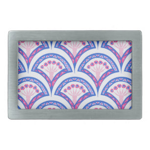 blue floral damask pattern  belt buckle